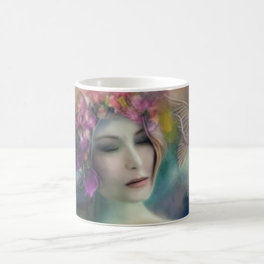 Mug Fée Dans Le Jardin Fleur Aquarelle (Centre)