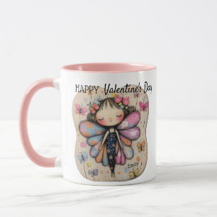 Mug Fée de papillon de la Saint Valentin personnalisée
