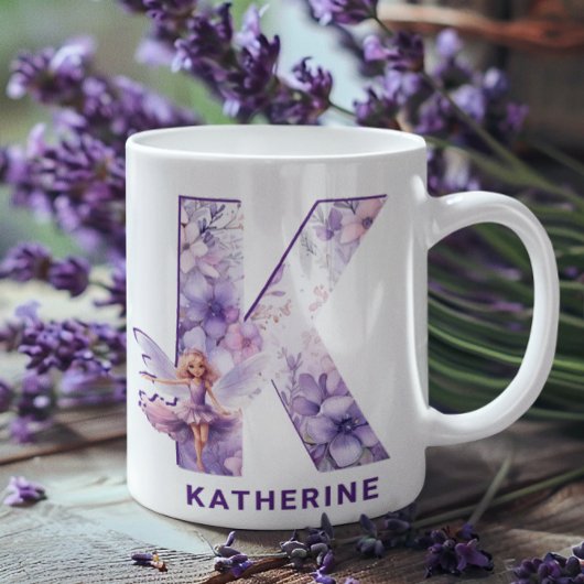 Mug Fée Lilac personnalisée Monogramme K