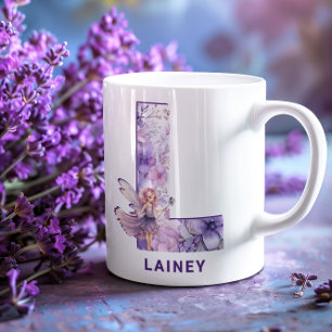Mug Fée Lilac personnalisée Monogramme L