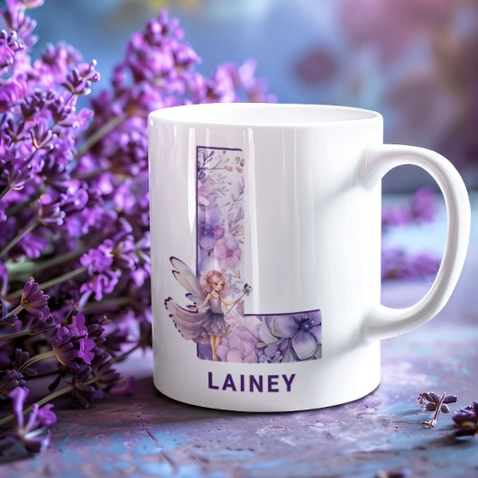 Mug Fée Lilac personnalisée Monogramme L