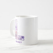 Mug Fée Lilac personnalisée Monogramme L (Devant gauche)