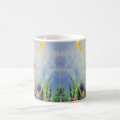 Mug Fée rose joueuse en aquarelle jaune lune (Centre)