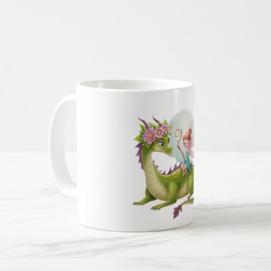 Mug "Fée sauvage sur dragon vibrant" (Devant gauche)