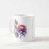 Mug Fée tenant une fleur surdimensionnée Personnalisée (Devant gauche)