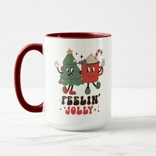 Mug Feelin' Jolly Fêtes de Noël Funny Retro (Gauche)