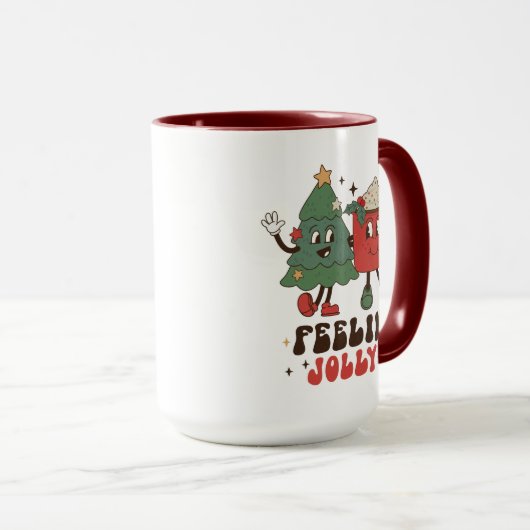 Mug Feelin' Jolly Fêtes de Noël Funny Retro (Devant droit)