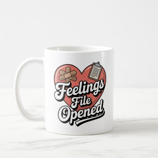 Mug Feelings File Opened | Self-Aware Healing Humor   (Gauche)