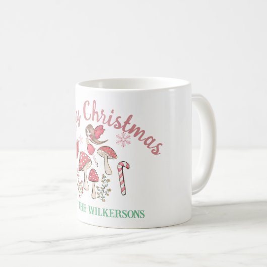 Mug Fées et champignons de Noël mignons (Devant droit)