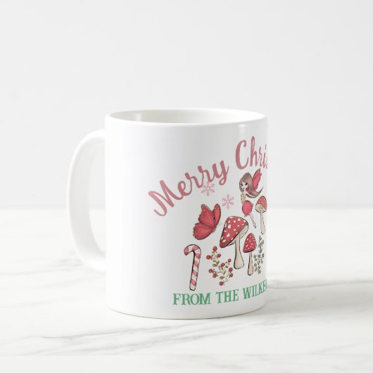 Mug Fées et champignons de Noël mignons (Devant gauche)