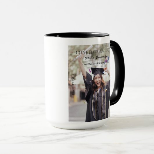 Mug Félicitation Diplômée Photo Lycée HI (Devant droit)