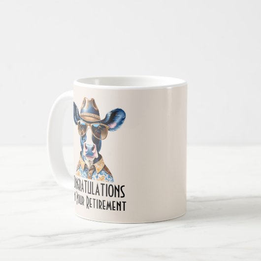Mug Félicitations à la retraite de vache cowboy de l'O (Devant gauche)