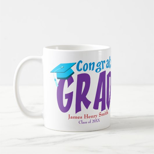 Mug Félicitations à l'obtention du diplôme sur mesure (Gauche)
