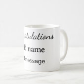 Mug Félicitations ajouter un message de nom simple dip (Devant droit)