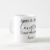 Mug Félicitations ajoutez un message de nom de mariage (Devant gauche)