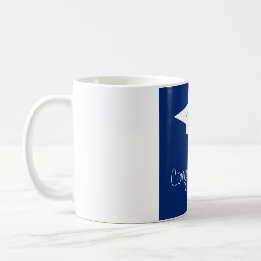 Mug Félicitations bleu et blanc (Gauche)