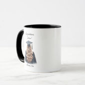 Mug Félicitations Blonde Femme Diplômée en Noir (Devant gauche)