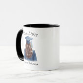 Mug Félicitations Brunette Female Diplômée en bleu (Devant gauche)