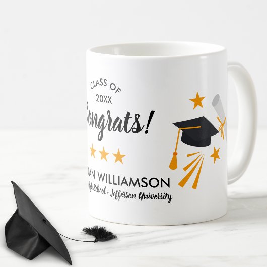 Mug Félicitations Graduation Grad Casquette Grad Nom d
