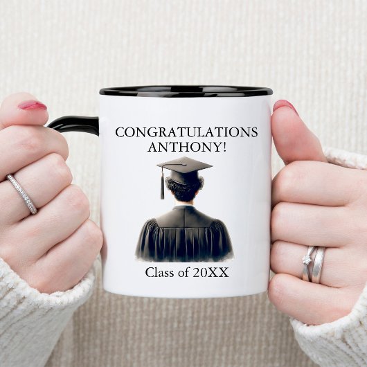 Mug Félicitations Hommes Diplômés en Black Gown