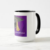 Mug Félicitations noir et pourpre (Devant droit)
