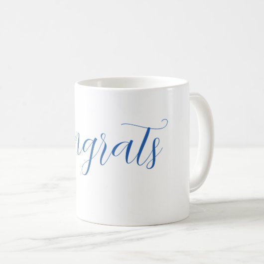 Mug félicitations nom bleu stylé diplôme date année (Devant droit)