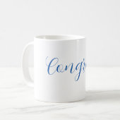Mug félicitations nom bleu stylé diplôme date année (Devant gauche)