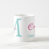 Mug Félicitations nom de diplômé monogramme vert rose (Centre)