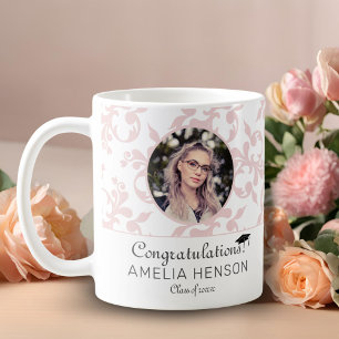 Mug Félicitations Pink Rococo Graduation Photo