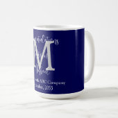 Mug Félicitations pour la retraite, Monogramme, Nom bl (Devant droit)