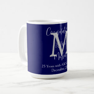 Mug Félicitations pour la retraite, Monogramme, Nom bl