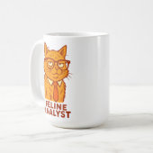 Mug Feline Analyst – Funny Retro Cat  Gift Cup  (Devant gauche)