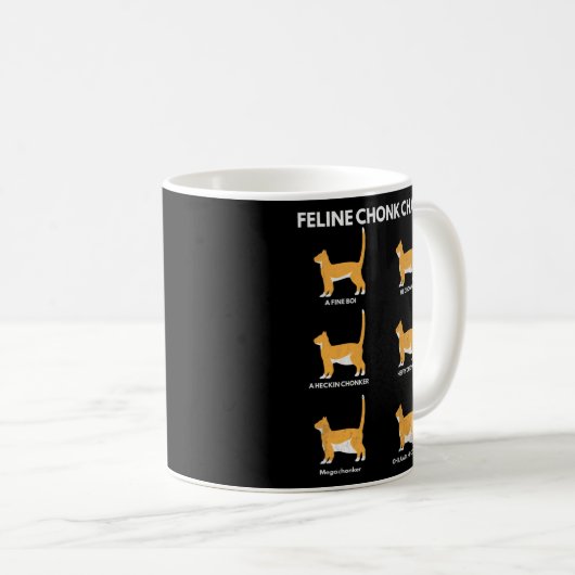 Mug Feline Chonk Chart Funny Cat Scale Meme Cat Dad (Devant droit)