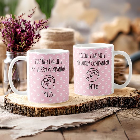 Mug Feline Fine avec mon compagnon de fourrure Nom du