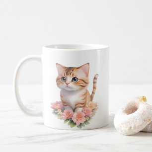 Mug Féline florale de chats mignonne
