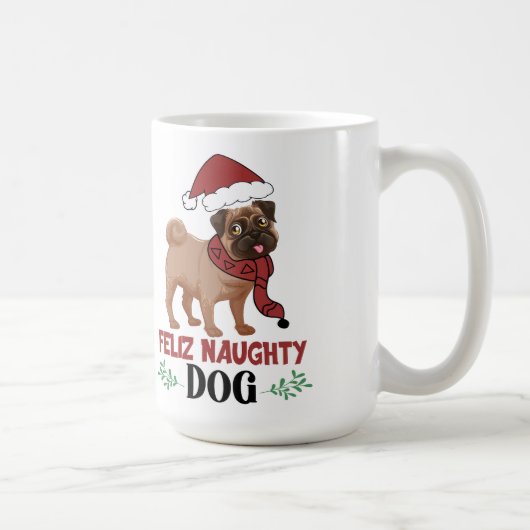 Mug Feliz Naughty Chien Noël (Droite)