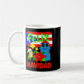 Mug Feliz Navidad Puerto Rico Flag Floral Frog Boricua (Gauche)