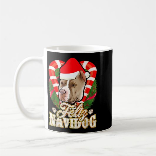 Mug Feliz Navidog Tbull With Santa Claus Hat Ttie Chri (Gauche)