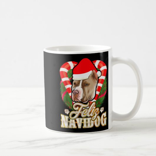 Mug Feliz Navidog Tbull With Santa Claus Hat Ttie Chri (Droite)