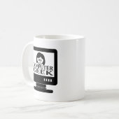 Mug Femelle de fille de geek d'ordinateur (Devant gauche)