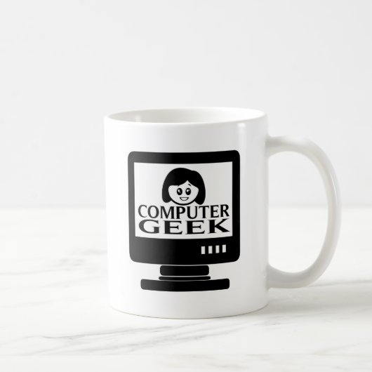 Mug Femelle de fille de geek d'ordinateur (Droite)