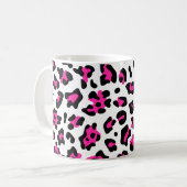 Mug Féminin Blanc Noir et Rose Chaude Léopard (Devant gauche)