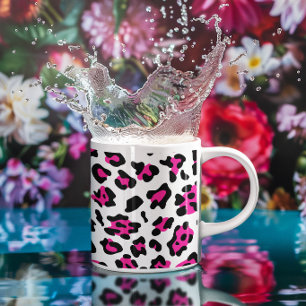 Mug Féminin Blanc Noir et Rose Chaude Léopard