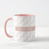 Mug feminin Pink and Gold Floral Monogram Personalized (Gauche)