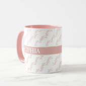 Mug feminin Pink and Gold Floral Monogram Personalized (Devant gauche)