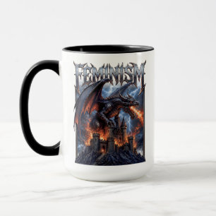 Mug Féminisme Dragon Brûlant Château Écraser Le Patria
