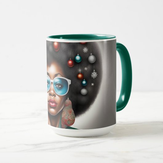 Mug Femme afro élégante et bizarre en mode vacances  (Devant droit)