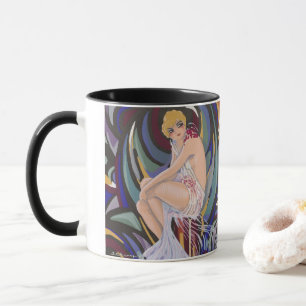 Mug Femme Art Déco Vintage avec Draperies par S. Chomp