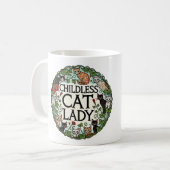 Mug Femme au chat sans enfant (Devant gauche)