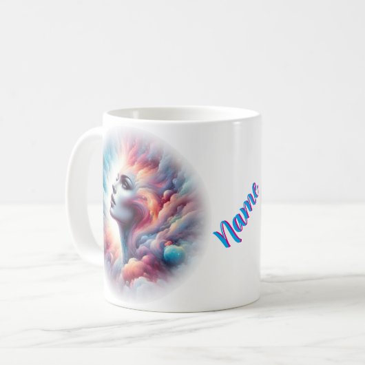 Mug Femme aux cheveux cosmiques Aura (Devant gauche)